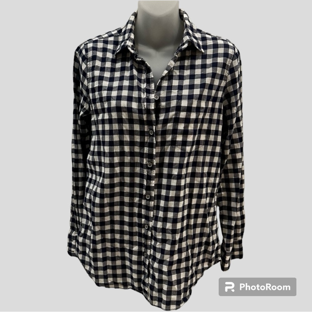 JCREW Navy & White Long Sleeve Button Down Oxford Shirt size XS